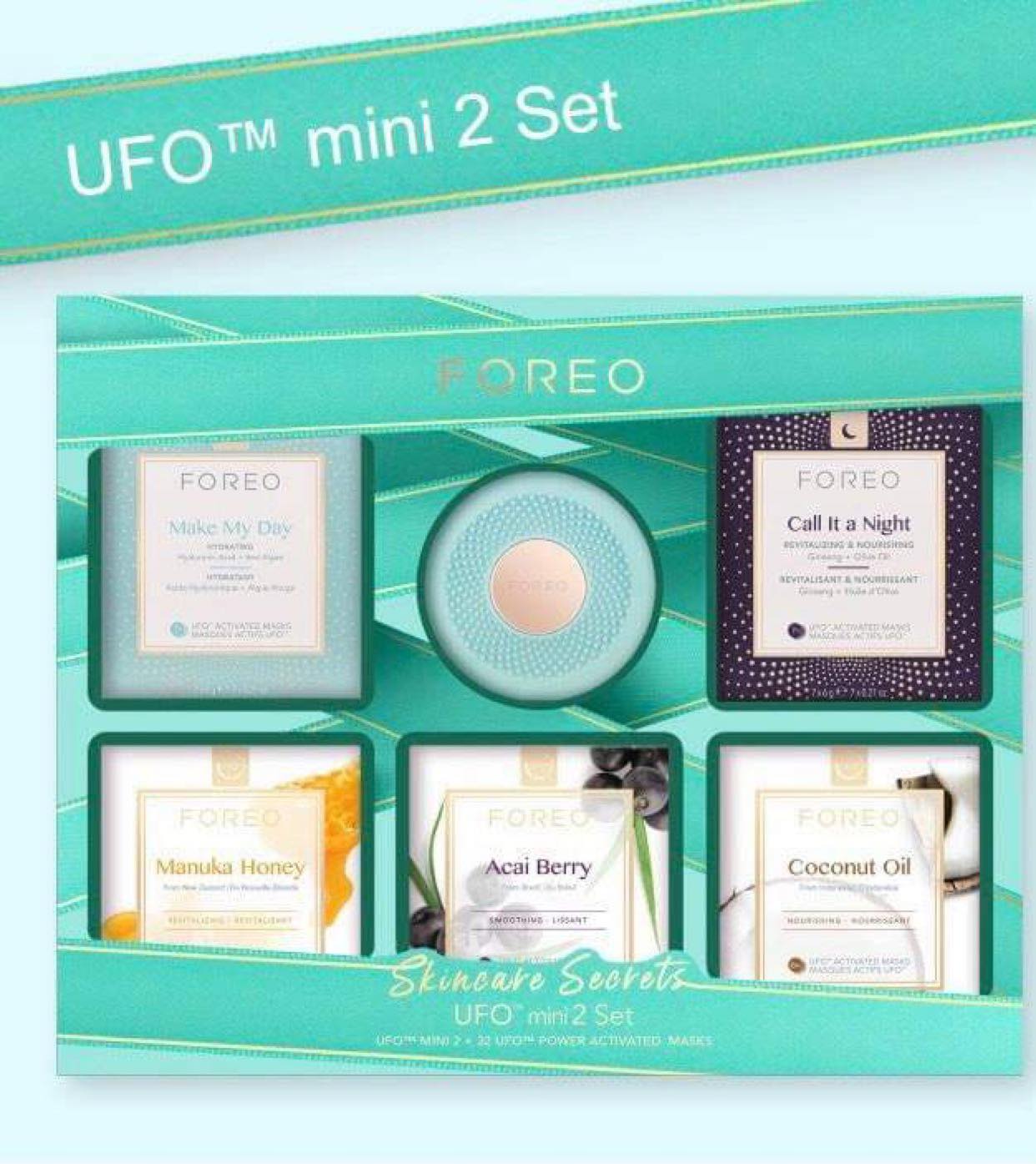 Set máy dưỡng da Foreo Ufo 2 và Ufo mini 2 kèm mặt nạ