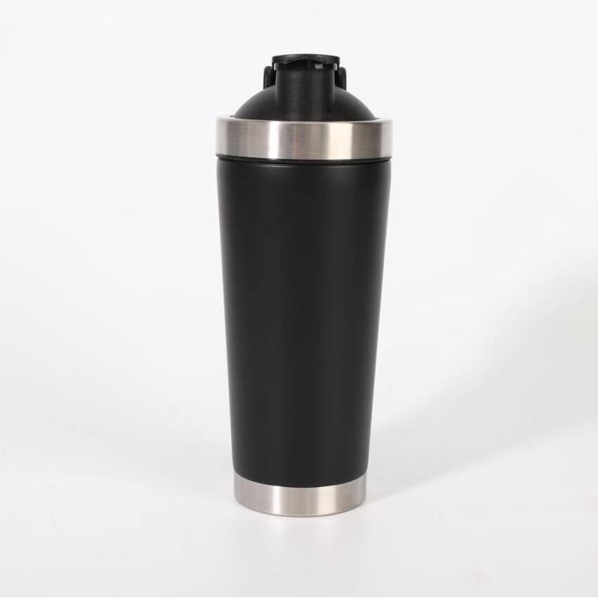 Bình Lắc Shaker Đựng Nước Inox 800ml – Màu Đen Bạc - Tập Gym Thể Thao Chính Hãng Amalife – Kèm Bóng Lò Xo