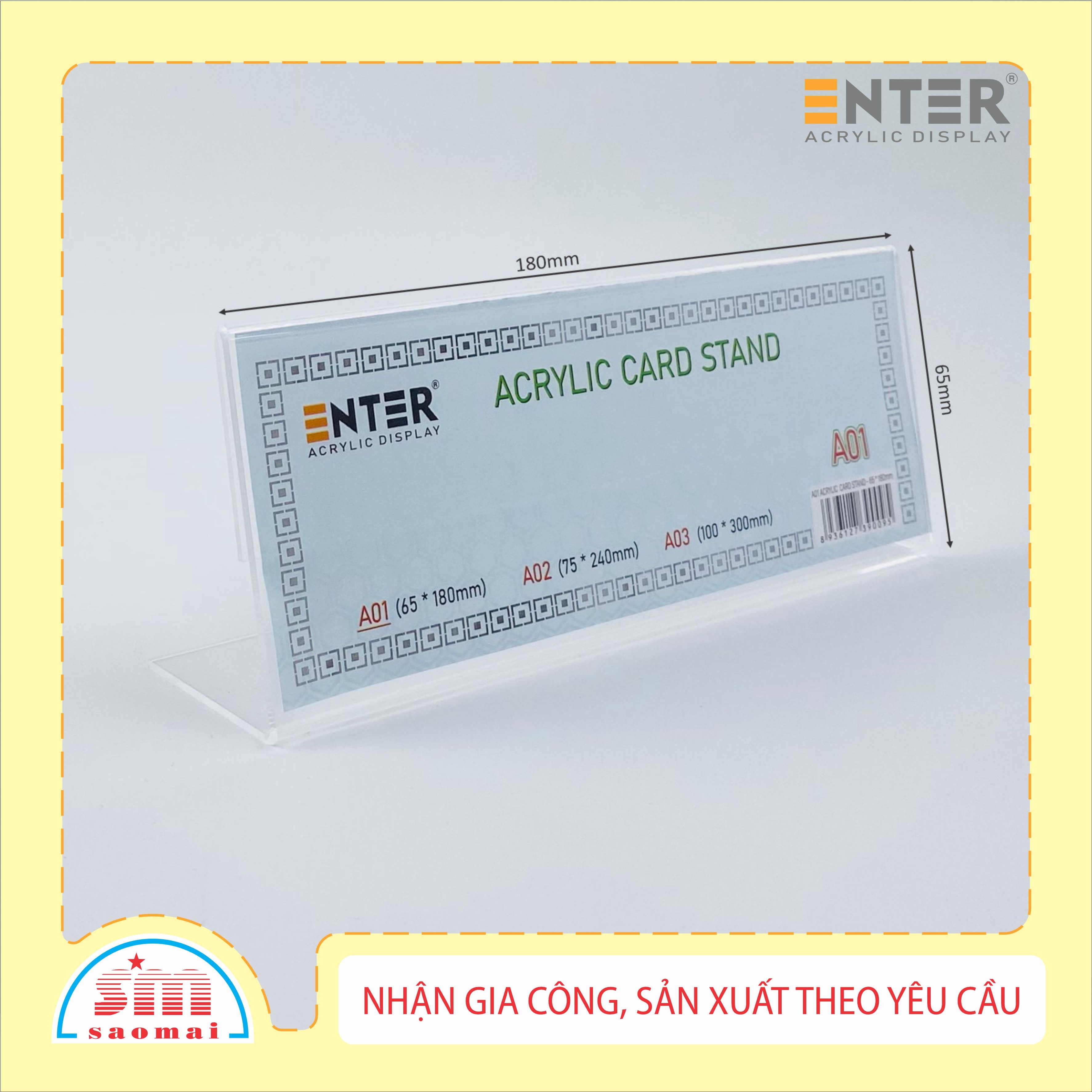 Kệ mica chức vụ 1 mặt Enter A01 180x65mm