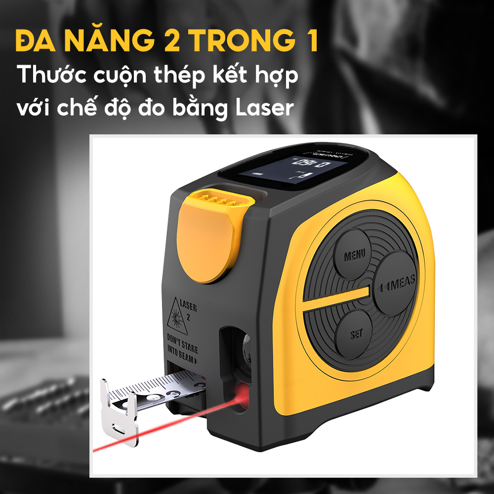 Thước đo đa năng laser 2 trong 1 cuộn thép Deli DL4172A