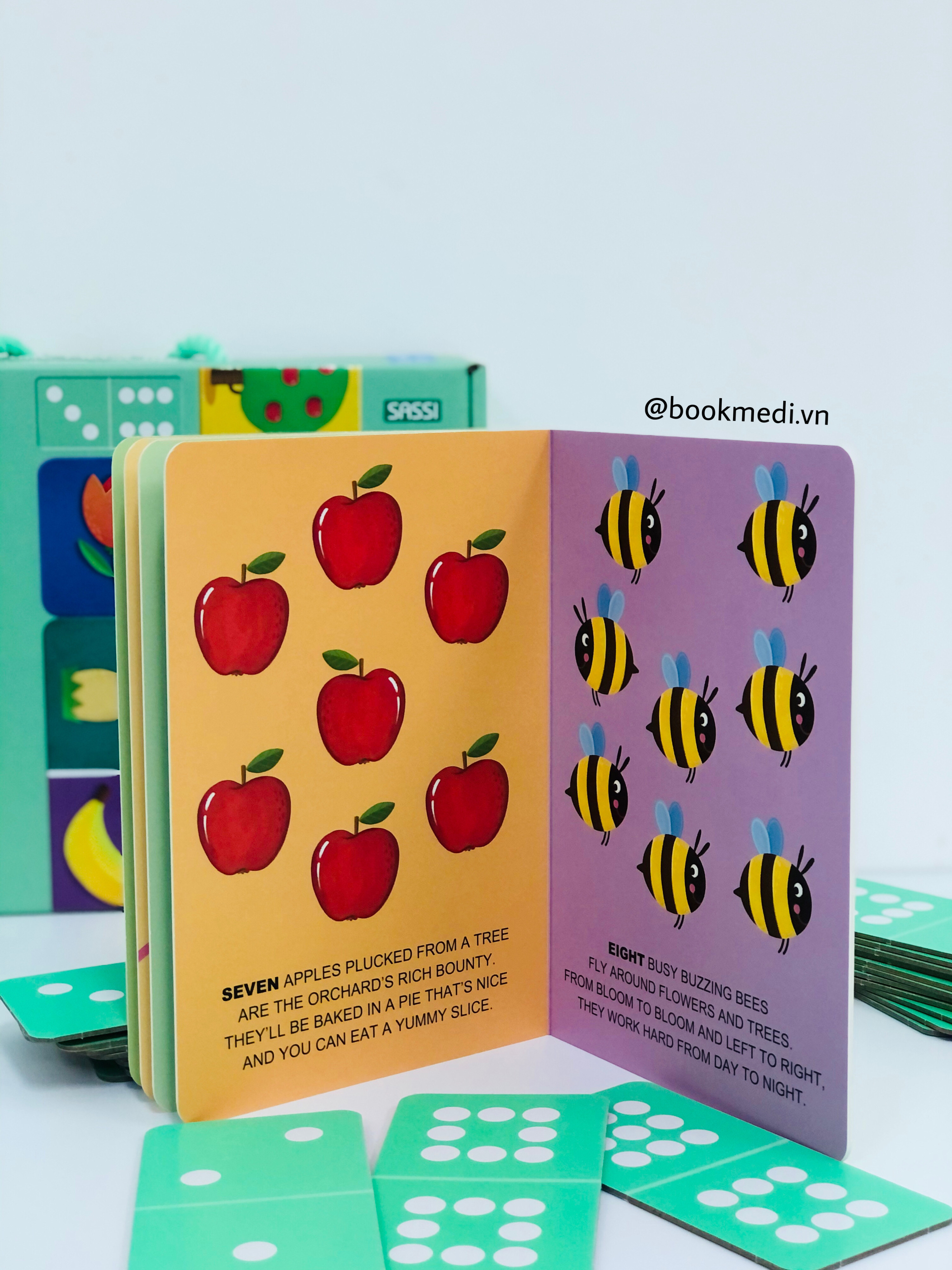 Bộ đồ chơi domino kèm sách cho bé 3+ học số và tiếng anh Mega Domino Nature