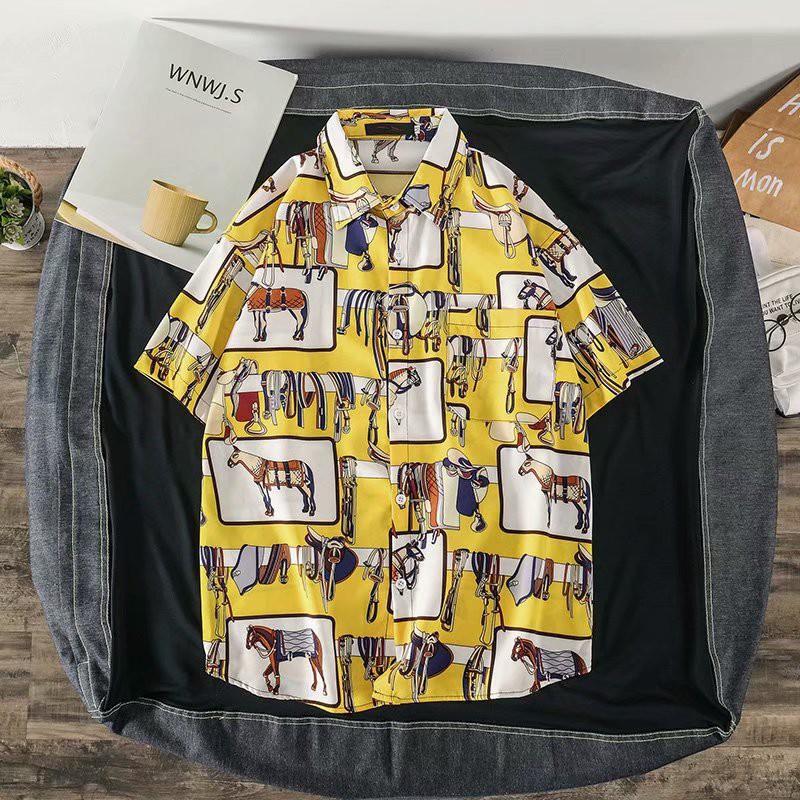 Áo Sơ Mi Ngắn Tay In Họa Tiết Hoạt Hình Thời Trang Cho Nam