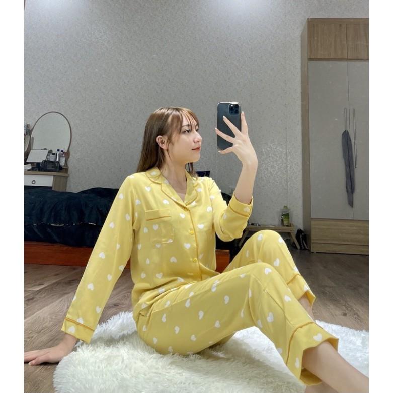 Freeship Bộ Pijama Lụa Cao Cấp Dài Tay