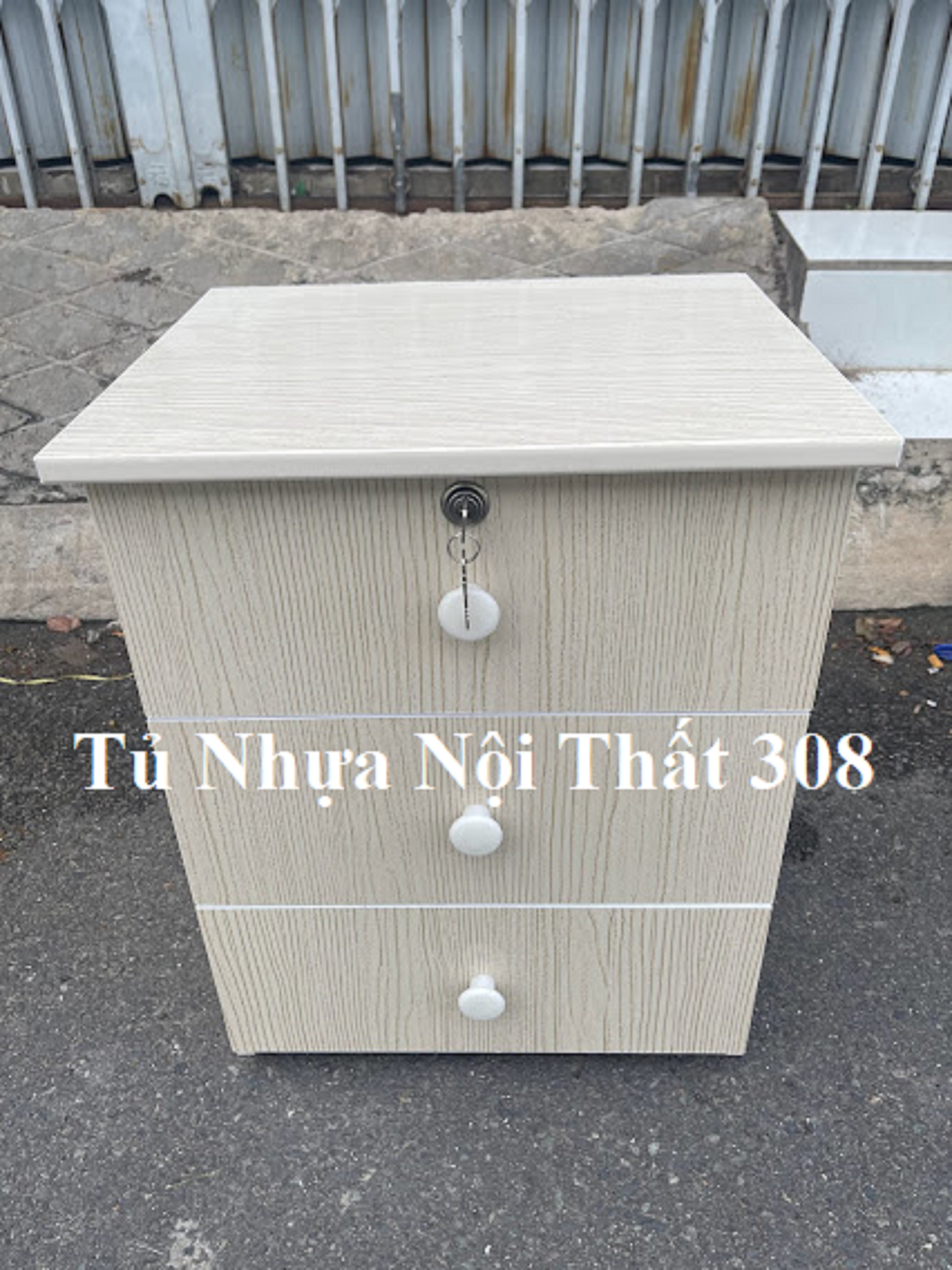 Tủ, Kệ Đầu Giường Nhựa Đài Loan Cao 53cm Ngang 42cm Sâu 32,5cm Màu Gỗ Sồi K169