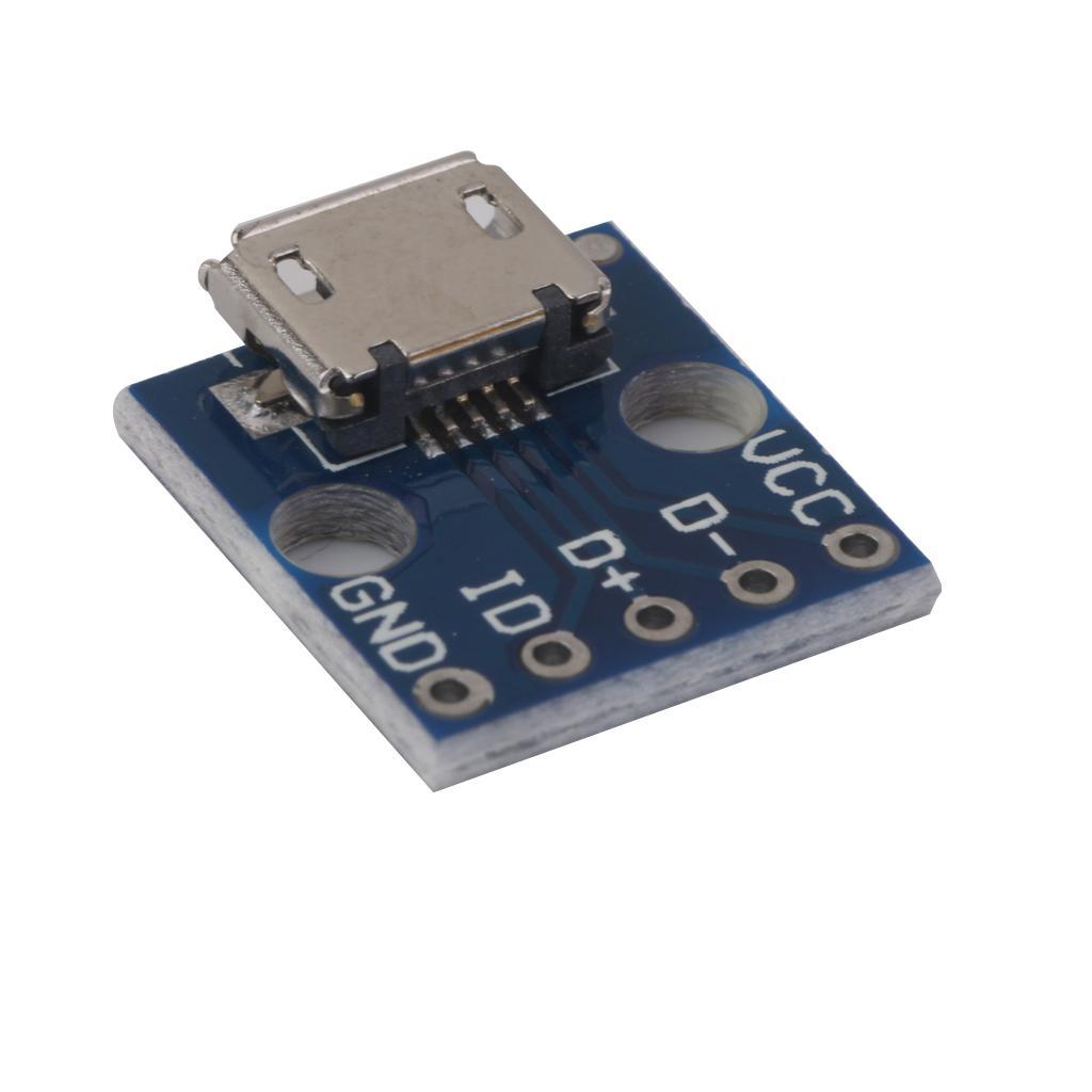 7x10pcs Female MICRO USB to DIP 5-Pin Pinboard 2.54mm micro USB type
