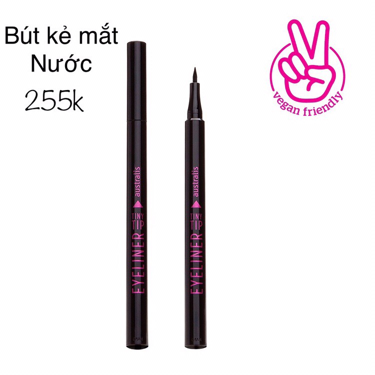 Bút Kẻ Mắt Nước Dầu Cọ Bóng Mịn Sắc Xảo Tiny Tip Eyeliner Carbon Black Australis Úc