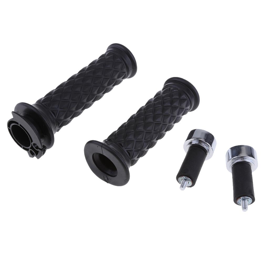 Pair of 7/8'' 22mm Black Motorcycle Handlebar Throttle Grips with Bar End