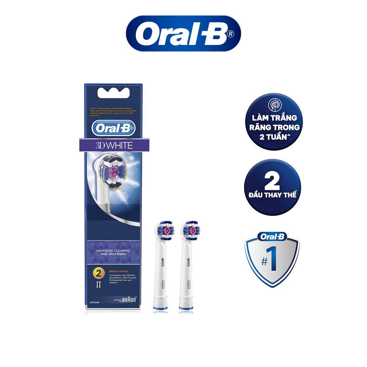 Đầu bàn chải Oral-B 3D White - Hàng chính hãng 100