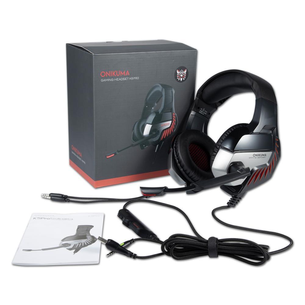 Tai nghe chơi game ONIKUMA K5 PRO có micrô PC Gamer,âm thanh nổi 3,5 mm chống ồn - Màu đỏ