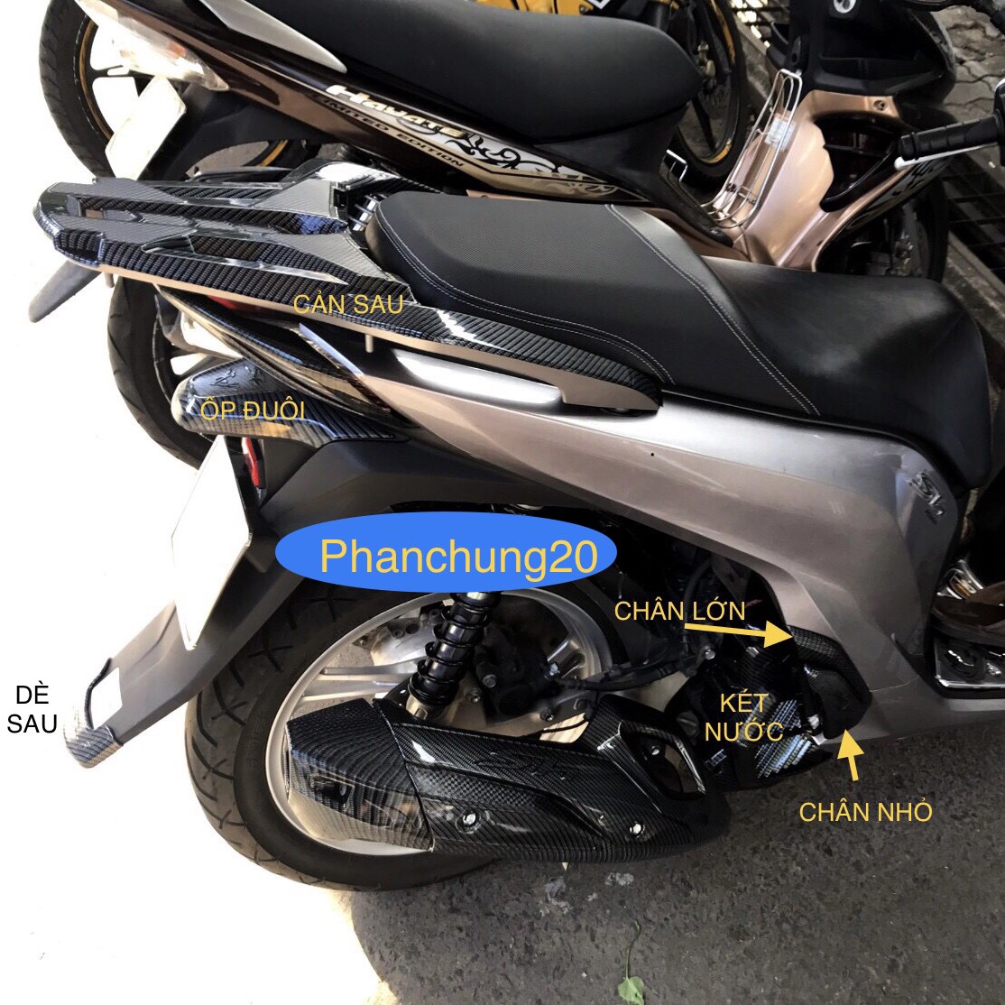 ỐP CHE PÔ DÙNG CHO ĐỜI XE SH 2017 2018 2019 CACBON
