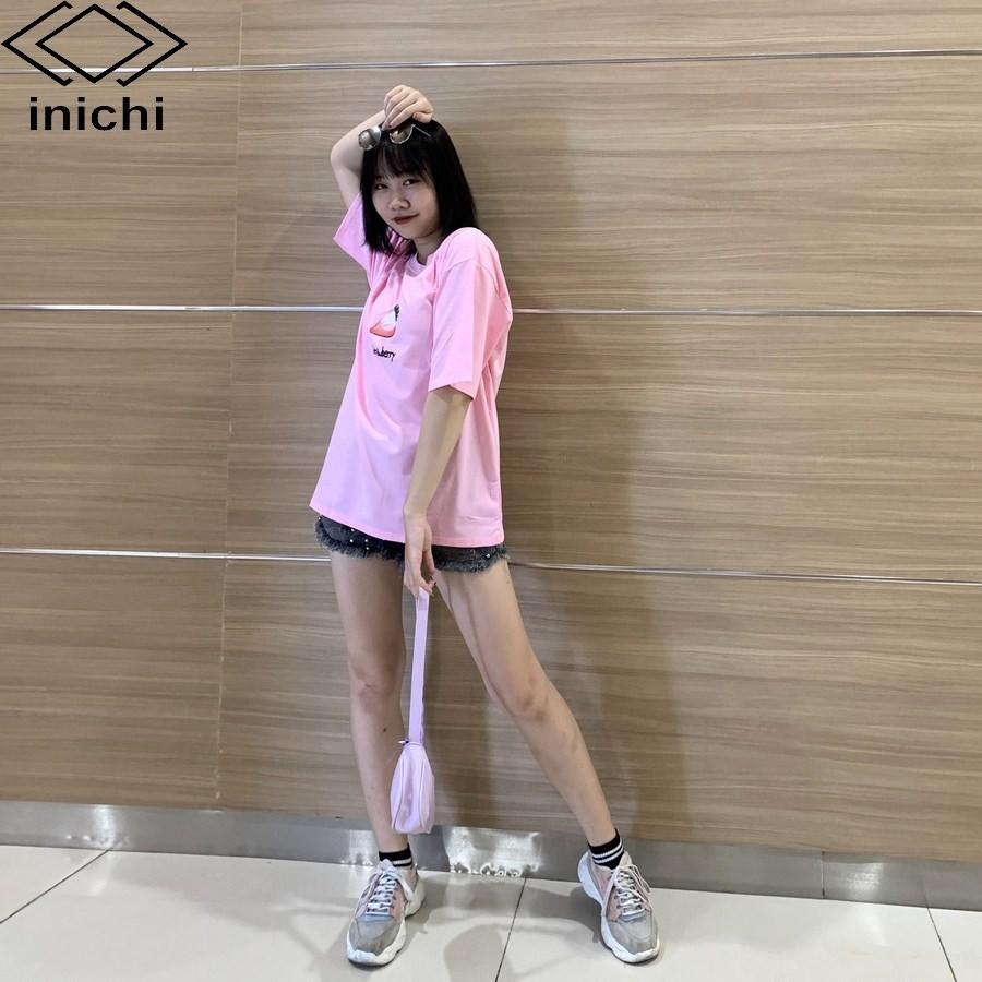 Áo thun unisex INICHI tay lỡ form rộng cá tính in hình quả dâu - IC610 màu vàng