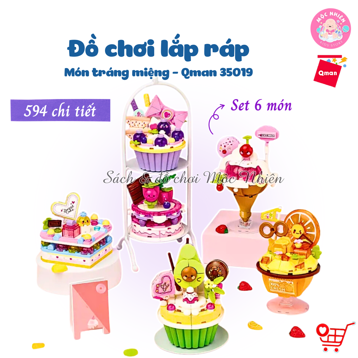 Đồ Chơi Lắp Ráp, Xếp Hình Qman 35019 - Món Tráng Miệng (594 mảnh ghép) - Dành cho bé gái từ 6 tuổi