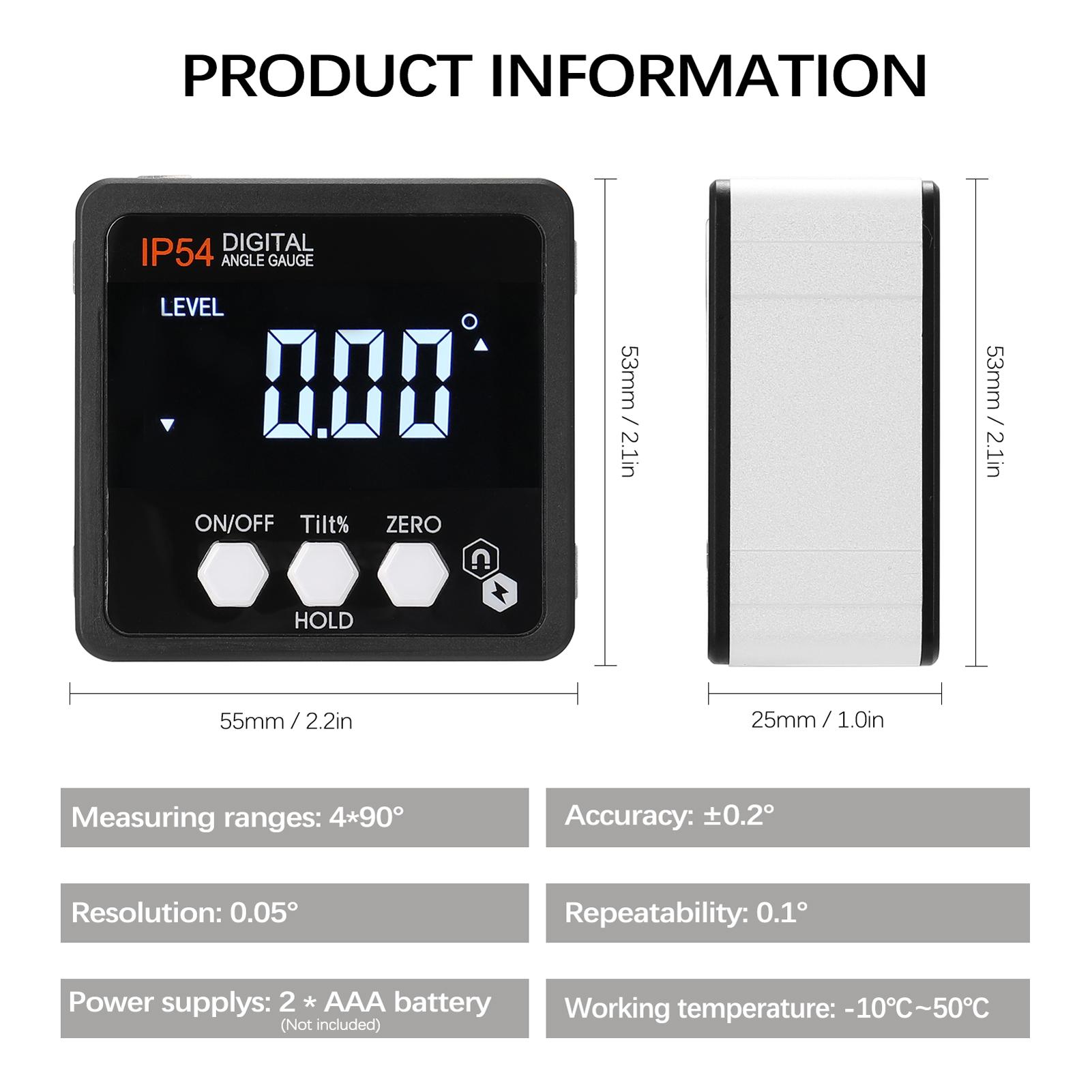 Portable 4*90° IP54 Waterproof Dustproof Level High Precisions Angle Finder Digital Protractor Inclinometer Level Box