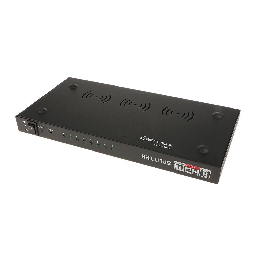 Full HD 1x8 Port HDMI Splitter Amplifier Repeater 3D 1080p Female Switch US Plug