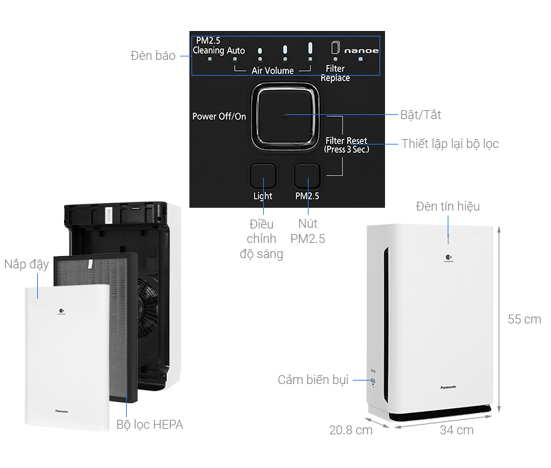 Máy lọc không khí Panasonic F-PXT50A - Hàng chính hãng (chỉ giao HCM)