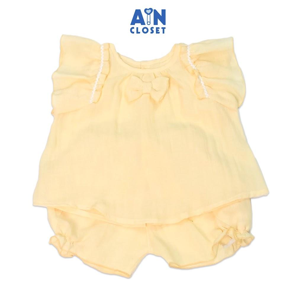 Hình ảnh Bộ quần áo ngắn bé gái Vàng canary cotton lụa - AICDBG4ISUUZ - AIN Closet