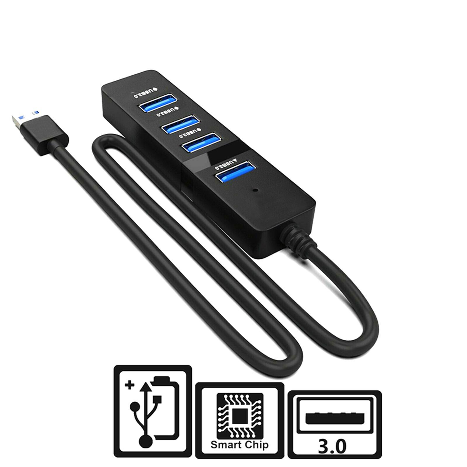 Compact 4 Ports USB 3.0 Hub Multi Splitter Portable for Desktop Computer PC