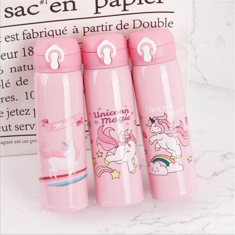 500 ml Bình Nước Dung Tích Nước Uống Hoạt Hình Kỳ Lân Chân Không Bình Nước Trẻ Em Tặng Dụng Cụ Nhà Bếp