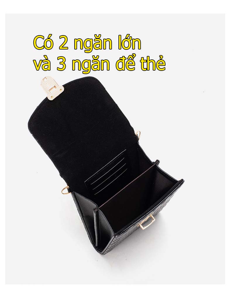 Túi đeo chéo đựng điện thoại cho nữ túi mini 2 ngăn mẫu mới dây da - hàng nhập khẩu chính hãng