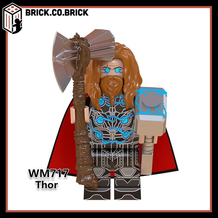 Đồ chơi Lắp ráp minifig Siêu anh hùng trong Phim Biệt Đội Báo Thù Captain Wanda Ant Wasp Người sắt Thor Tóc dài WM6063