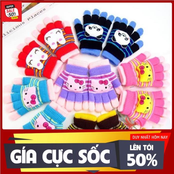 Găng Tay Len 2 Trong 1 Hình Thú Cực Cute Cực ấm Cho Bé Gái, Bé Trai, kiểu Hàn Quốc Làm Từ Chất Liệu Len Xù Mềm Mại,nhẹ