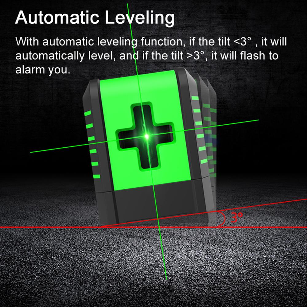Small Portable 2 Lines Laser Level Leveling Laser 3° Self Levelling Diagonal Line Multi-function Laser Level for Household Flooring Tile Layout Door Window Install