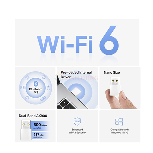 USB Wifi Innostyle Wifi 6 AX900 Nano Bluetooth USB Adapter MA60XNB - Hàng chính hãng