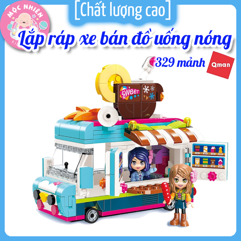 Đồ chơi lắp ráp, xếp hình Qman 2024 - Xe bán đồ uống nóng (329 mảnh ghép) dành cho bé gái trên 6 tuổi