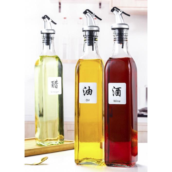 Bộ 4 chai thủy tinh đựng gia vị nhà bếp Set 500ml Glass Olive Oil Vinegar Dispenser Pourer Bottle