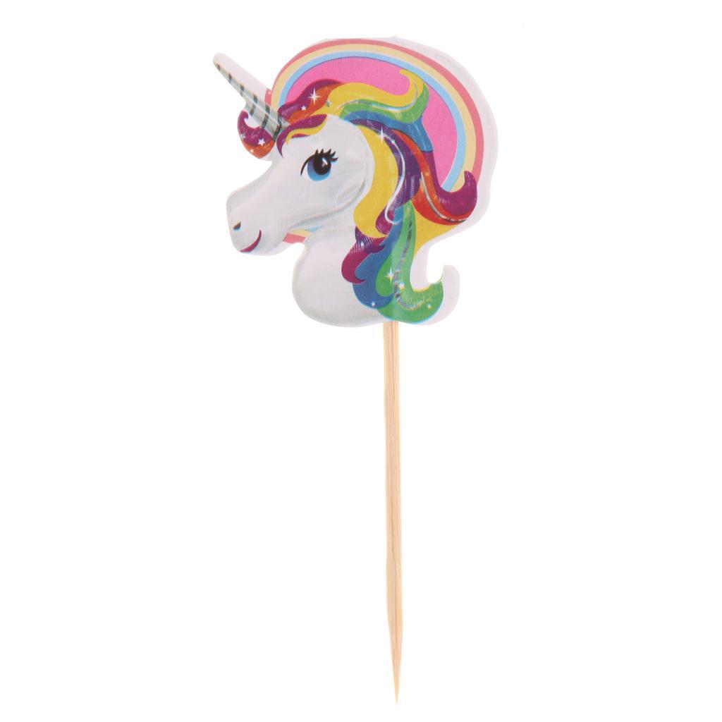 34pcs Set Unicorn Cupcake Picks Cake Topper Food Picks for Kids Party