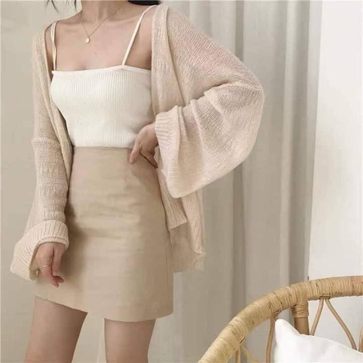 Áo cardigan lưới mỏng phong cách Hàn Quốc SANG CHẢNH