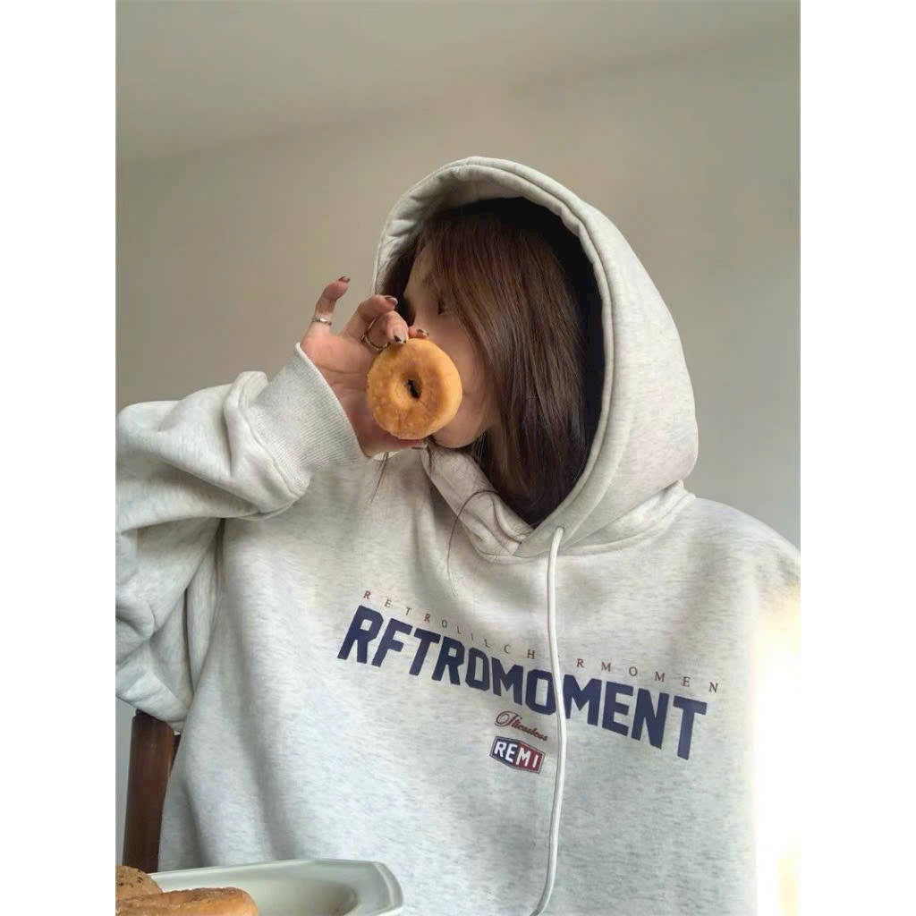 Hoodie Zip - Áo Khoác Nỉ Bông Form Rộng Unisex In Chữ RFTROMOMENT Nam Nữ Mặc Được Mũ Trùm 2 Lớp Chất Vải Nỉ chân cua