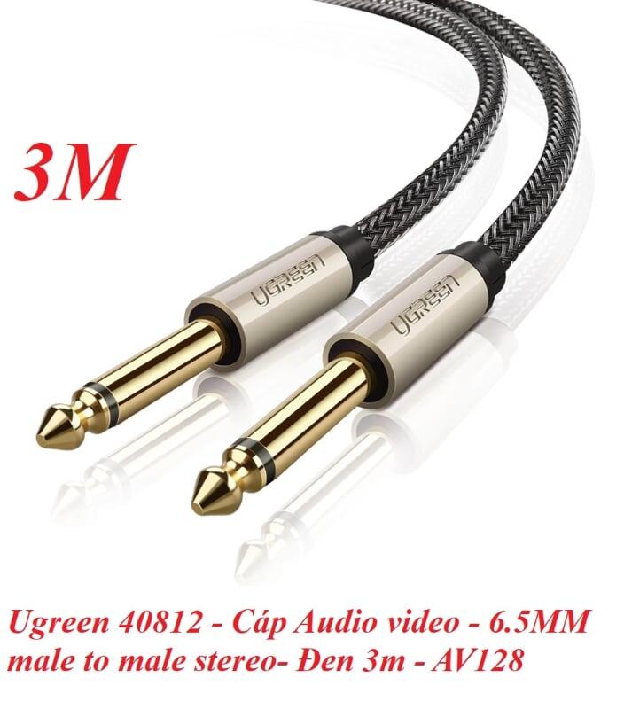 Ugreen UG40812AV128TK 3M màu Đen Cáp âm thanh 2 đầu 6.5mm dương cao cấp - HÀNG CHÍNH HÃNG