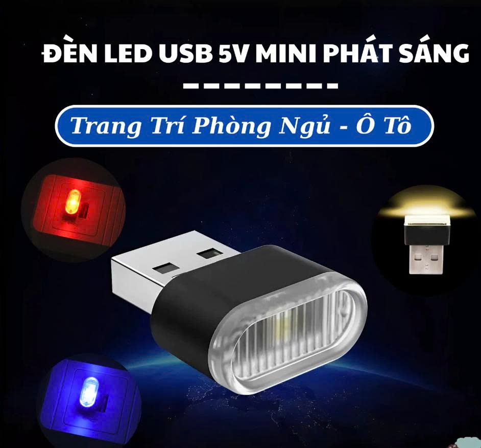 Đèn led usb led cắm vào xe oto Mini USB Xe Hơi MÀU TRẮNG PHỤ KIỆN NỘI THẤT KHÁC