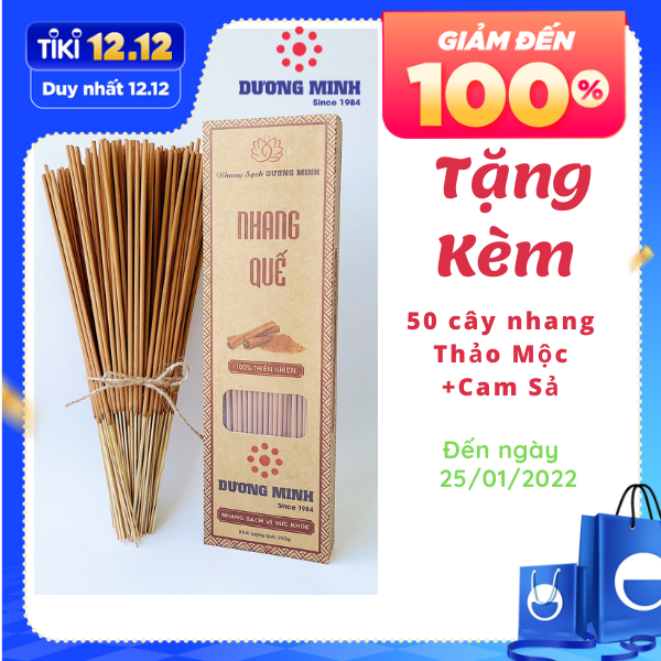 Hương nhang Quế Dương Minh nhang sạch 100% thành phần organic nhang thơm tự nhiên không hóa chất nhang cây an toàn