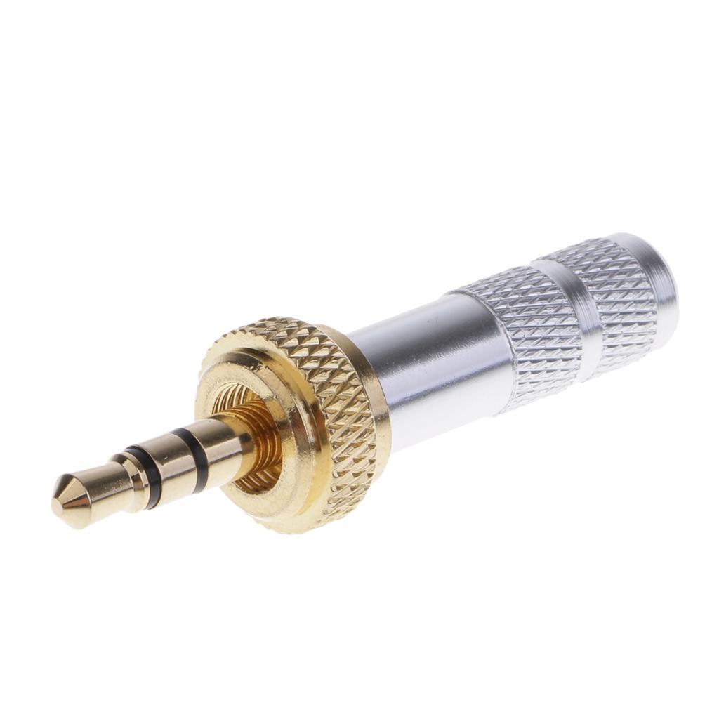 3.5mm Screw Lock Stereo Jack Male Plug Metal Audio Solder Adapter Black
