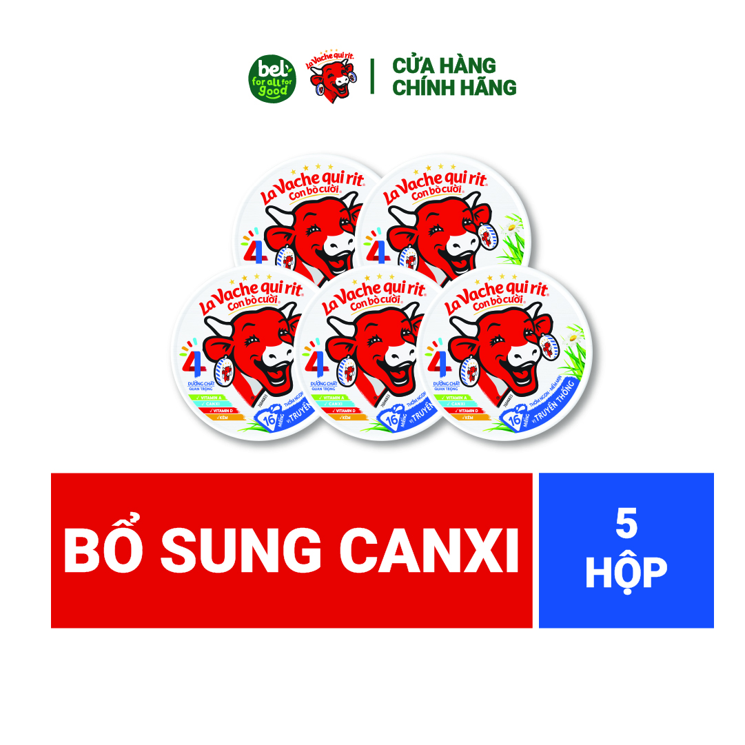 Phô mai Con Bò Cười Vị Truyền Thống 16 miếng La Vache qui rit - COMBO 5 hộp bổ sung Canxi