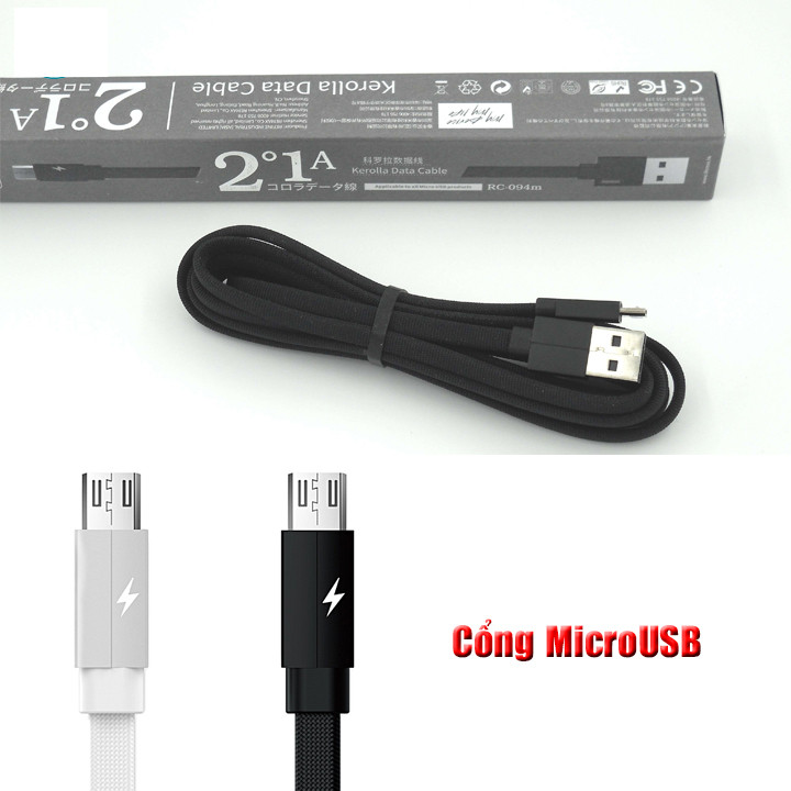 Cáp sạc nhanh Remax Kerolla Data RC-094m cổng MicroUSB - Hàng nhập khẩu