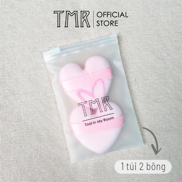 [Set 2] Bông Phấn Phủ Trái Tim TMR Love Pink Chất Liệu Cotton Cao Cấp, Đánh Phấn Nền/ Phấn Phủ Trang Điểm