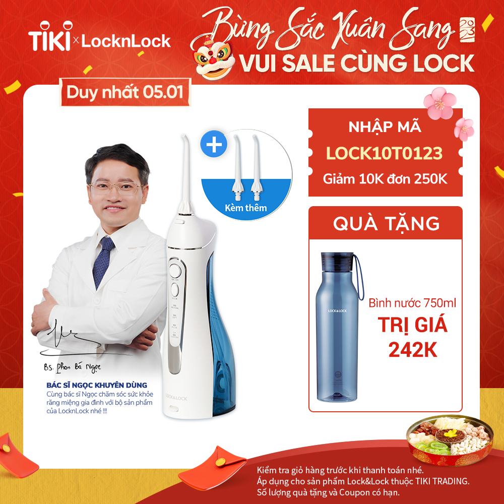 Máy Tăm Nước Không Dây LocknLock Cordless Oral Irrigator ENR156BLU - Màu Xanh Da Trời