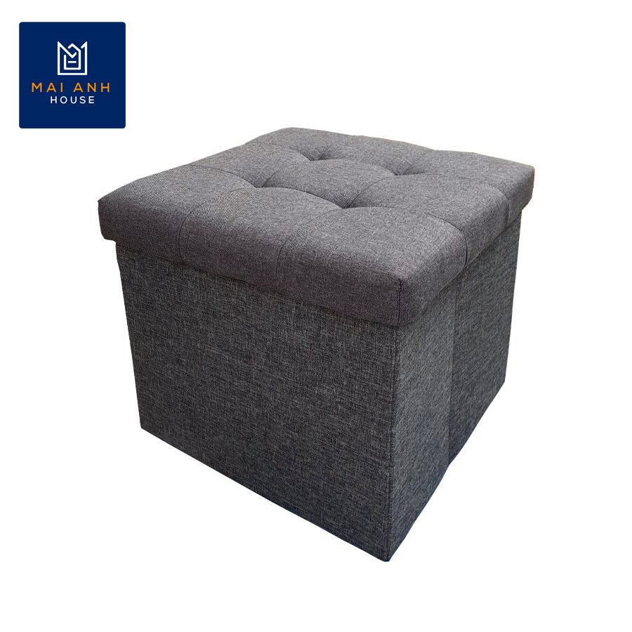 Ghế ngồi kiêm hộp đựng đồ đa năng Mai Anh House dáng vuông - chất vải oxford 600D cao cấp
