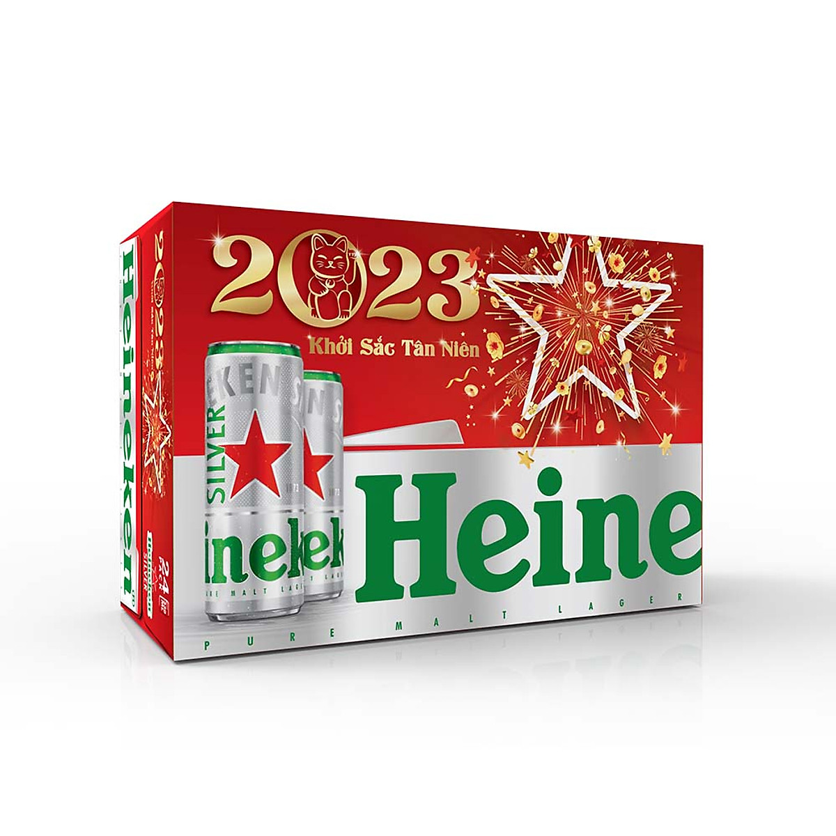 Thùng 24 lon cao Heineken Silver (330ml/lon) - Bao bì Xuân