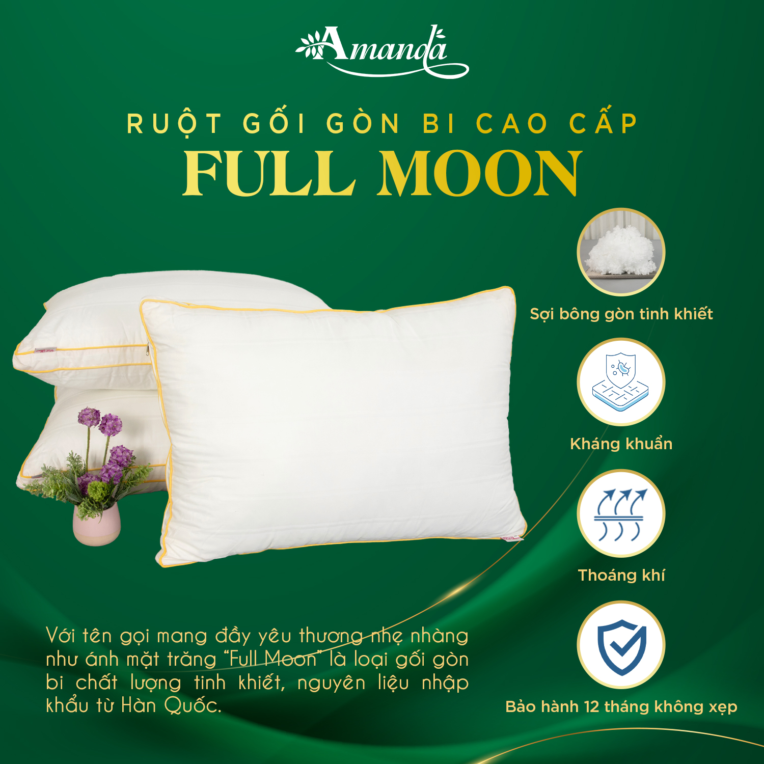 Gối nằm gòn bi cao cấp Full Moon