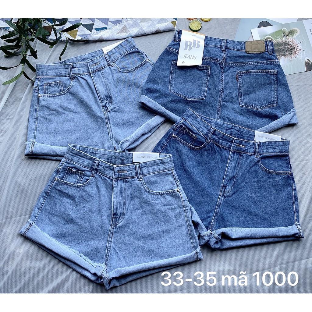 Quần short jean nữ màu xanh đậm mẫu trơn quần short lưng cao