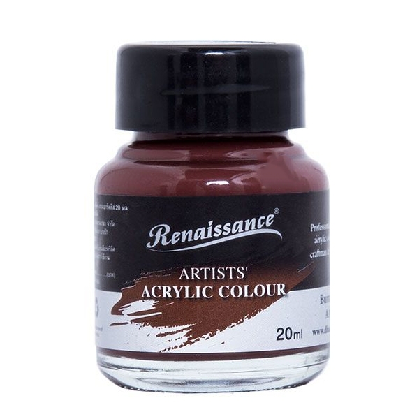 Bộ 2 Màu Acrylic Renaissance 20ML Nâu Tối Nung Burnt Umber (BT)#124