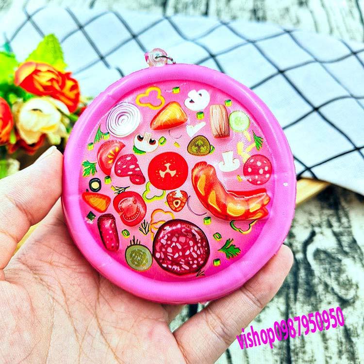 ĐỒ CHƠI SQUISHY MÓC KHÓA BÁNH PIZATRON mã HVX27 Ggiá như sỉ