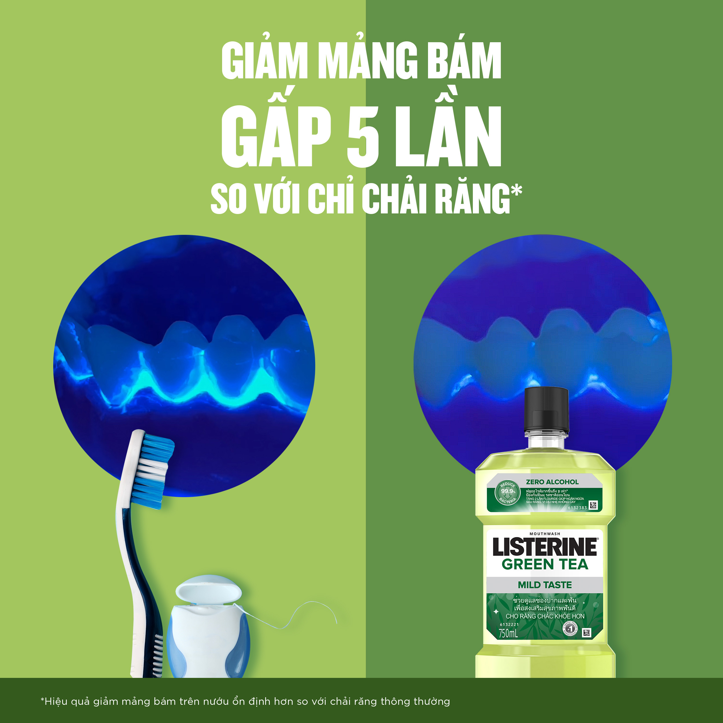 Nước Súc Miệng Trà Xanh Listerine Natural Green Tea