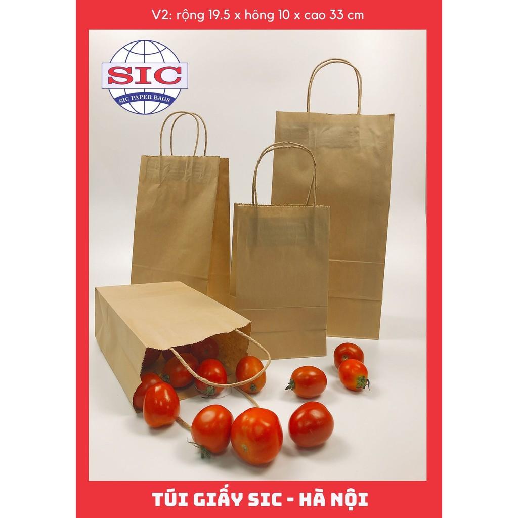 10 CHIẾC TÚI GIẤY KRAFT V2: 19.5x10x33 CÓ QUAI