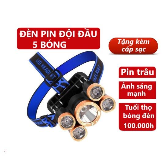 Đèn pin đội đầu 5 BÓNG siêu sáng