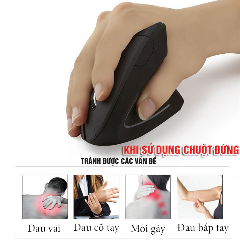 Chuột đứng không dây Wireless 2.4G, Bluetooth, DPI điều chỉnh 3 cấp, cho Gaming, Văn phòng, Designer 6 nút, chống mỏi cổ tay Dan House HXSJ T24, T24, T29, Pin sạc- Hàng chính hãng